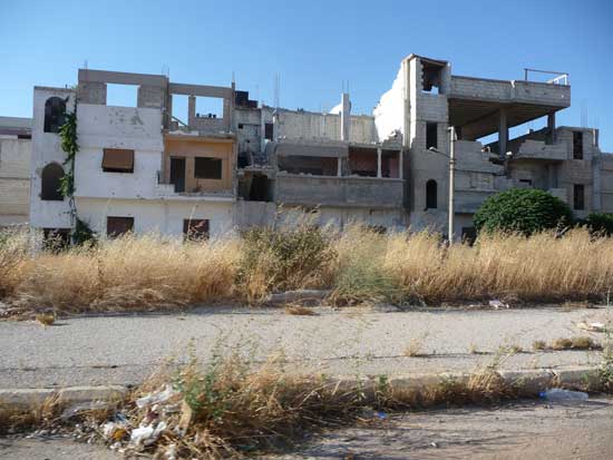 Homsz egyes részeit teljesen szétlőtték CSI