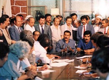 ali abdallah szaleh és  ali salem abjad az unió aláirása 1989